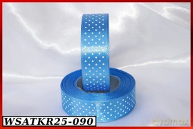 Wstążka satynowa w kropki 25mm/22mb niebieska
