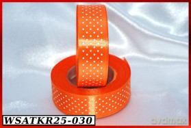Wstążka satynowa w kropki 25mm/22mb pomarańczowa