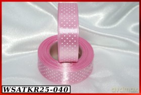 Wstążka satynowa w kropki 25mm/22mb różowa