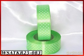 Wstążka satynowa w kropki 25mm/22mb seledynowa