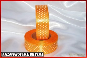 Wstążka satynowa w kropki 25mm/22mb złota