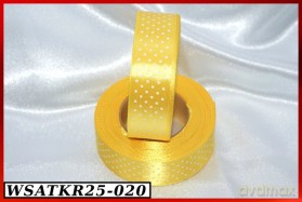 Wstążka satynowa w kropki 25mm/22mb żółta