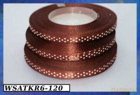 Wstążka satynowa w kropki 6mm/22mb brązowa