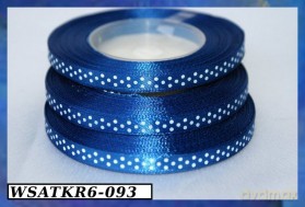 Wstążka satynowa w kropki 6mm/22mb chabrowa