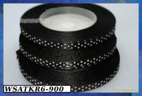 Wstążka satynowa w kropki 6mm/22mb czarna