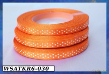 Wstążka satynowa w kropki 6mm/22mb pomarańczowa