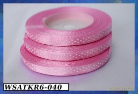 Wstążka satynowa w kropki 6mm/22mb różowa