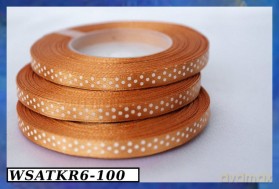 Wstążka satynowa w kropki 6mm/22mb złota