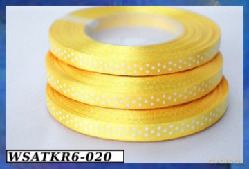 Wstążka satynowa w kropki 6mm/22mb żółta