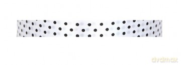 Wstążka satynowa w kropki biała/czarne 12mm/22mb