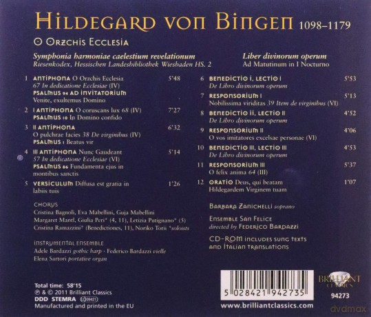 Ensemble San Felice: Von Bingen: O Orzchis Ecclesia [CD]