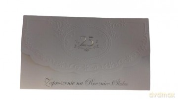 Zaproszenie 25 Rocznica ślubu białe op.10szt. mix