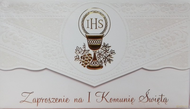 Zaproszenie Komunia Św. Exclusive brokat op.10szt