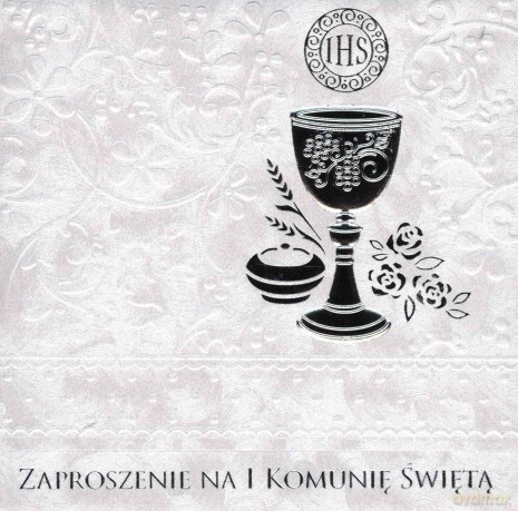 Zaproszenie Komunia Św. perłowe elegance op.10szt