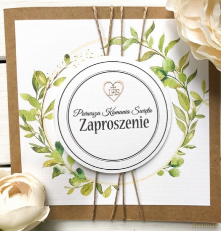 Zaproszenie Komunia Święta ręcznie robione, eko op.10 szt. ZAP-2