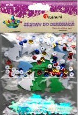 Zestaw do dekoracji mix:cekiny,naklejki piankowe samoprz.konfetti