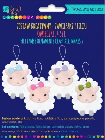 Zestaw kreatywny - zawieszki z filcu owieczki, 4 szt. (KSFI-212)