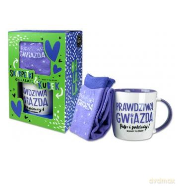 Zestaw kubek + skarpetki "prawdziwa gwiazda" oh lala
