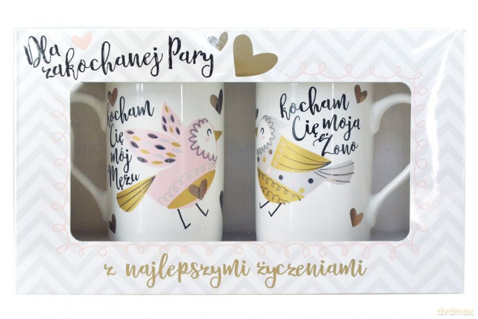 Zestaw kubków ślub - Kocham Cię mój Mężu, Kocham Cię moja Żono