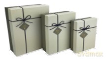 Zestaw pudełek prostokąt szary wieczko beż (3szt) (33,5x25x11,5, 29x21x9, 24,5x17x6,5cm)
