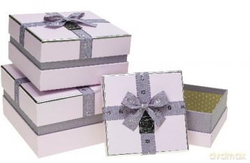 Zestaw pudełek, lila (S:15x15x7.5cm, M:18x18x9.5cm, L:20.5x20.5x11.5cm) 3 szt.