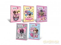 Zeszyt A5 32 kartki trzylinia kolorowa TOP PUG LIFE 10szt/opak