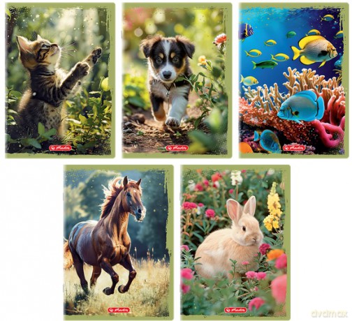 Zeszyt A5/32K linia podwójna Animals Herlitz 10 szt w opakowaniu