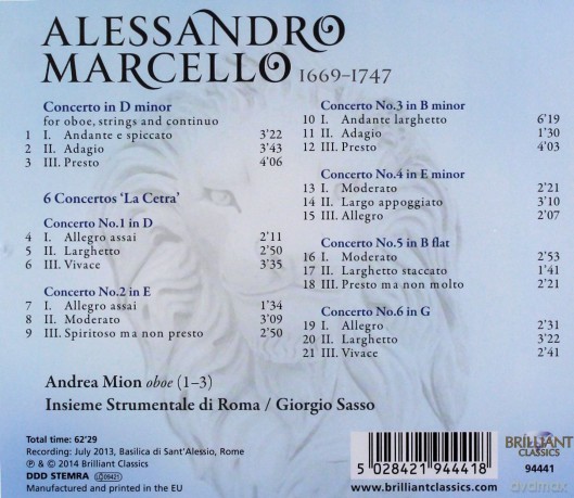 Marcello: 6 Concertos La Cetra [CD]