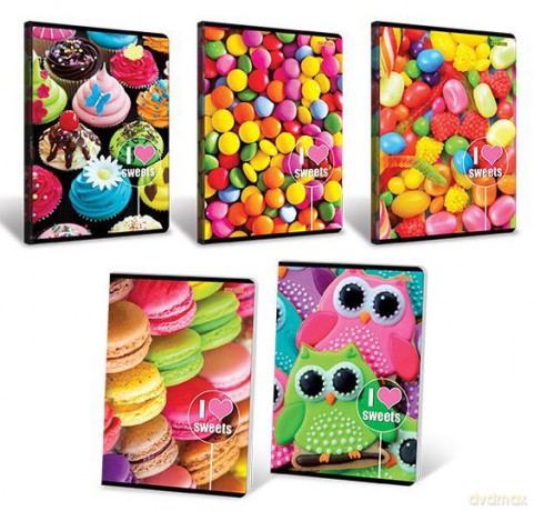 Zeszyty Top 2000 A5/16k. dwie linie kolorowa I love sweets