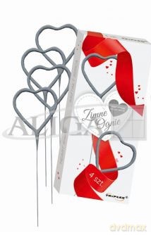 Zimne ognie TXF--373-6 serca srebrne 17,5cm 4szt