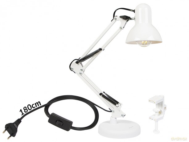 44-167# Lampka biurkowa led lb-22 kreślarska 2w1 e27 biała