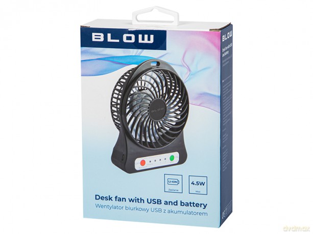 44-501# Wentylator przenośny/biurkowy 10cm usb+akumulator czarny