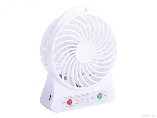 44-502# Wentylator przenośny/biurkowy 10cm usb+akumulator biały