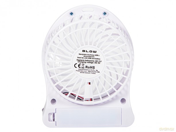 44-502# Wentylator przenośny/biurkowy 10cm usb+akumulator biały