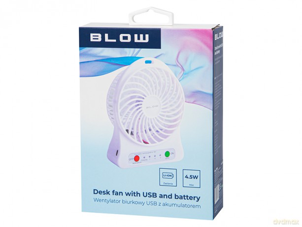 44-502# Wentylator przenośny/biurkowy 10cm usb+akumulator biały
