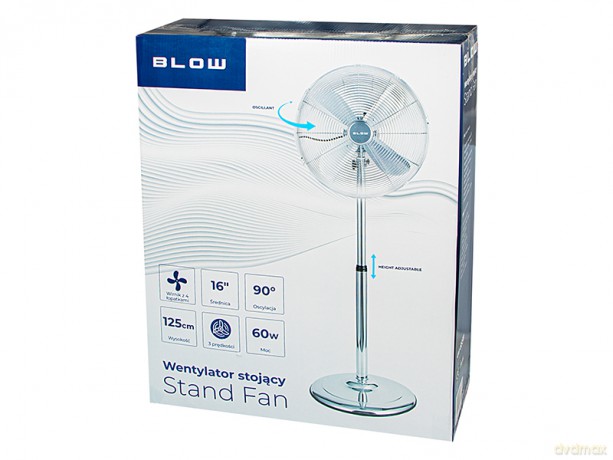 44-655# Wentylator stojący 16 60w srebrny metalowy