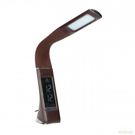DOLOMIT LED 5W, lampka biurkowa z budzikiem, 300lm, 4000K, brązowa