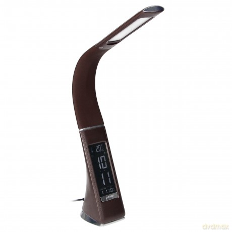DOLOMIT LED 5W, lampka biurkowa z budzikiem, 300lm, 4000K, brązowa
