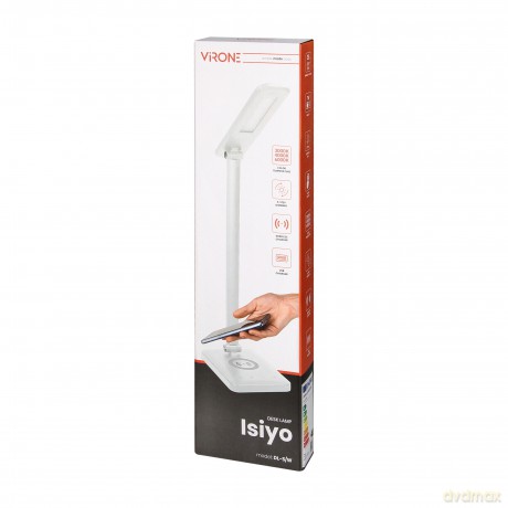 ISIYO LED 7W Lampka biurkowa z ładowarką indukcyjną i USB, 390lm, 3000-4000-6000K, zmiana temperatury barwowej i funkcja ściemniania,biała
