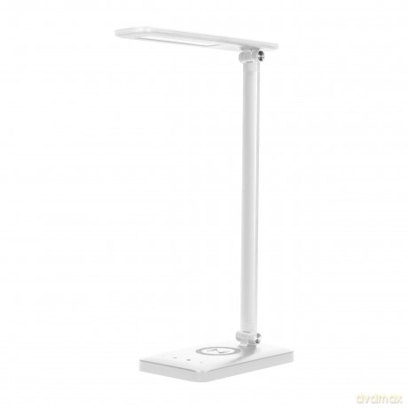 ISIYO LED 7W Lampka biurkowa z ładowarką indukcyjną i USB, 390lm, 3000-4000-6000K, zmiana temperatury barwowej i funkcja ściemniania,biała