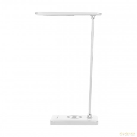ISIYO LED 7W Lampka biurkowa z ładowarką indukcyjną i USB, 390lm, 3000-4000-6000K, zmiana temperatury barwowej i funkcja ściemniania,biała