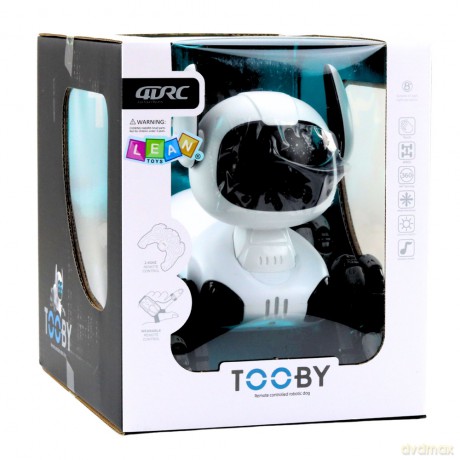Robot Pies TOOBY Zdalnie Sterowany RC 360° Światła Dźwięki Biało-Czarny