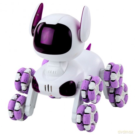 Robot Pies TOOBY Zdalnie Sterowany RC 360° Światła Dźwięki Biało-Fioletowy