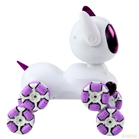 Robot Pies TOOBY Zdalnie Sterowany RC 360° Światła Dźwięki Biało-Fioletowy