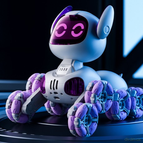 Robot Pies TOOBY Zdalnie Sterowany RC 360° Światła Dźwięki Biało-Fioletowy