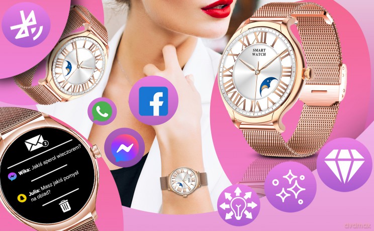 Smartwatch zegarek damski wodoodporny polska aplikacja sport sen rozmowy