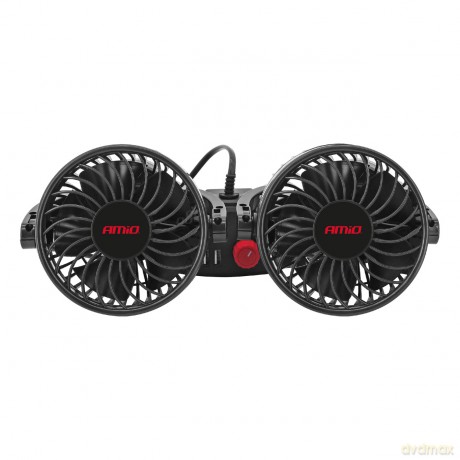 Wiatrak samochodowy wentylator na zagłówek z ładowarką usb 12v amio-03009