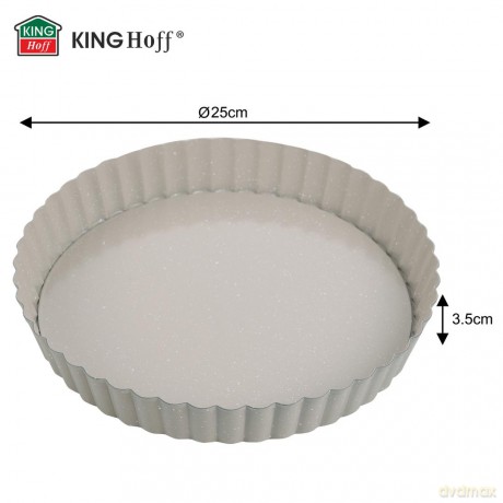 Forma do tarty z wyjmowanym dnem śr.25 cm, stal węglowa, marmurkowa powłoka non-stick, beżowa, kinghoff, kh-1969