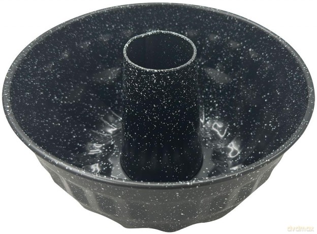 Forma, metalowa, okrągła z dziurką, z powłoką nieprzywieralną, czarna, średnica 22 cm, klausberg, kb-7839