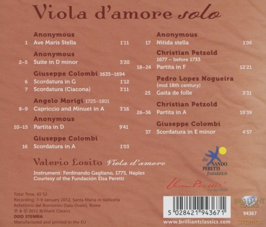 Valerio Losito: Viola D'Amore Sola [CD]